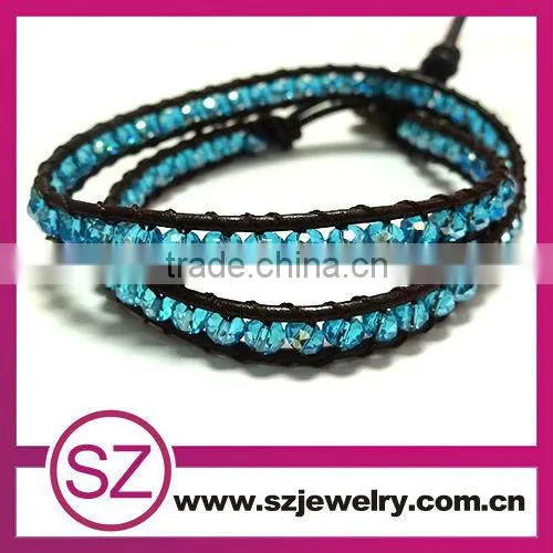 new style white gemstone wholesale european style leather wrap love bracelet