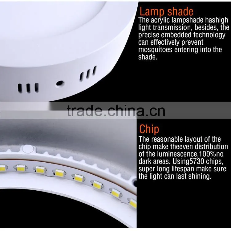 3W 6W 12W 18W led panel light fixtures surface mount led panel light 24W