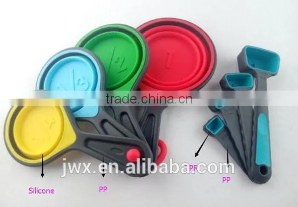 Food grade silicone 8-piece measuring cup in various colors