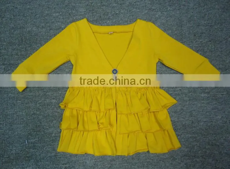 Stylish Long Sleeve ruffled children Cardigan Buttonless girls cardigan