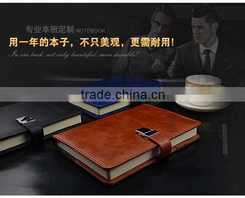 Luxury leather cover note book for business , waterproof notepad