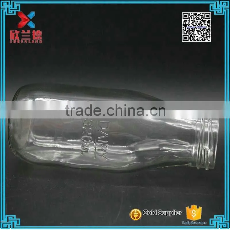 wholesale glass milk bottle with metal cap 320ml