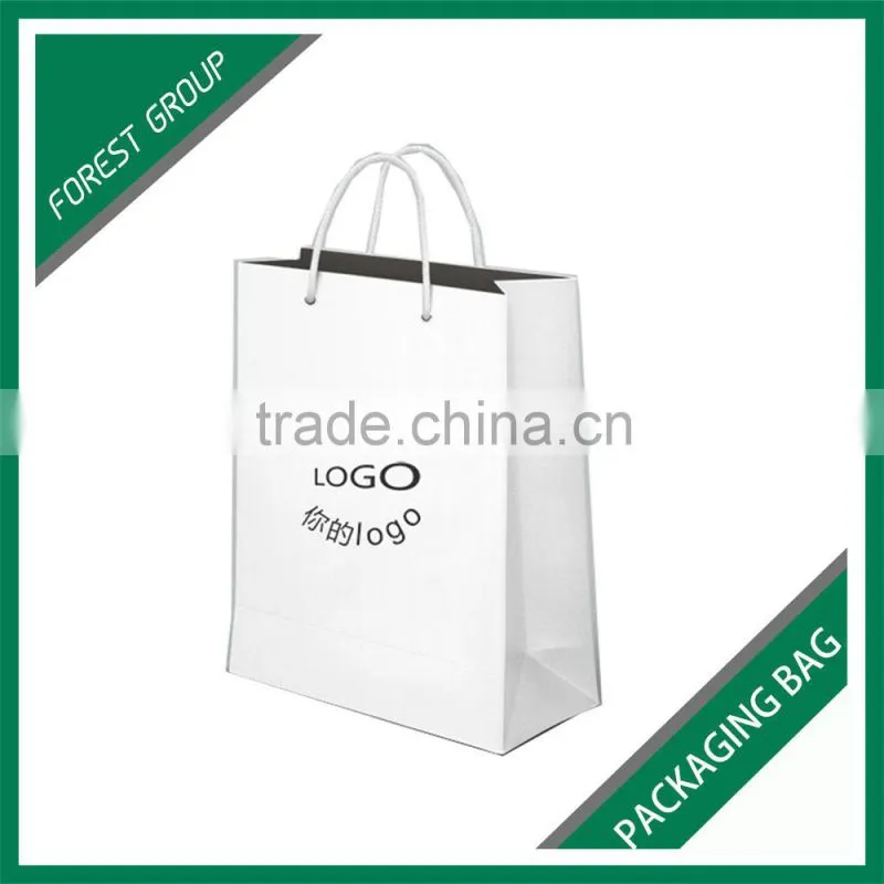 PLAIN WHITE PAPER BAGS FOR BOOKS PACKAGING WITH CUSTOM LOGO AND PRINTING