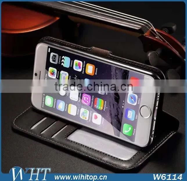 Retro Leather Sublimation Case for iPhone 6 Plus, Wallet Flip Case for iPhone 6 Wholesale