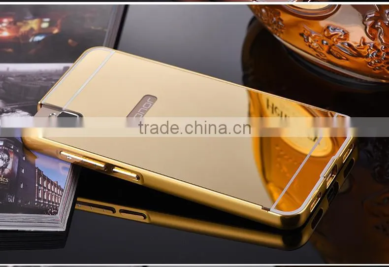 Metal Aluminum Bumper Cover Mirror Cell Phone Case For Huawei Honor 7i