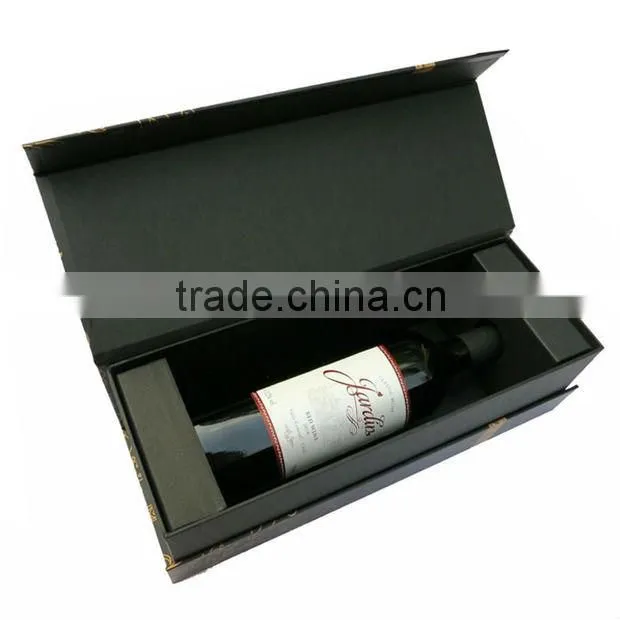 Hot stamping and decorated with ribbon laminating paper gift box for wine packaging supplier in Guangzhou China