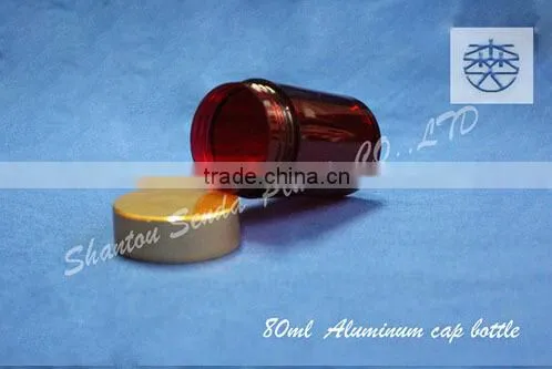 80ml clean acrylic pill bottle with golden cap, transparent acrylic bottle with Aluminum screw cap, empty PS capsules bottle