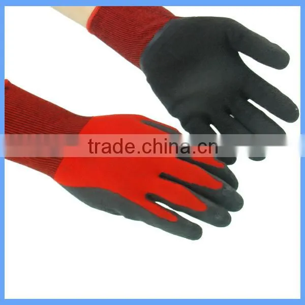 13 Gauge Bamboo Fiber Woven Crinkle Latex Rubber Work Gloves For Self Defense Safety