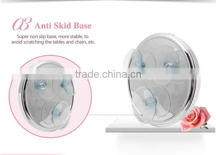 Bathroom metal framed cosmetic mirror with suction cup
