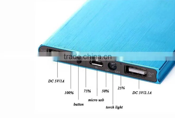 2015 unique design Dual USB Portable mobile power bank