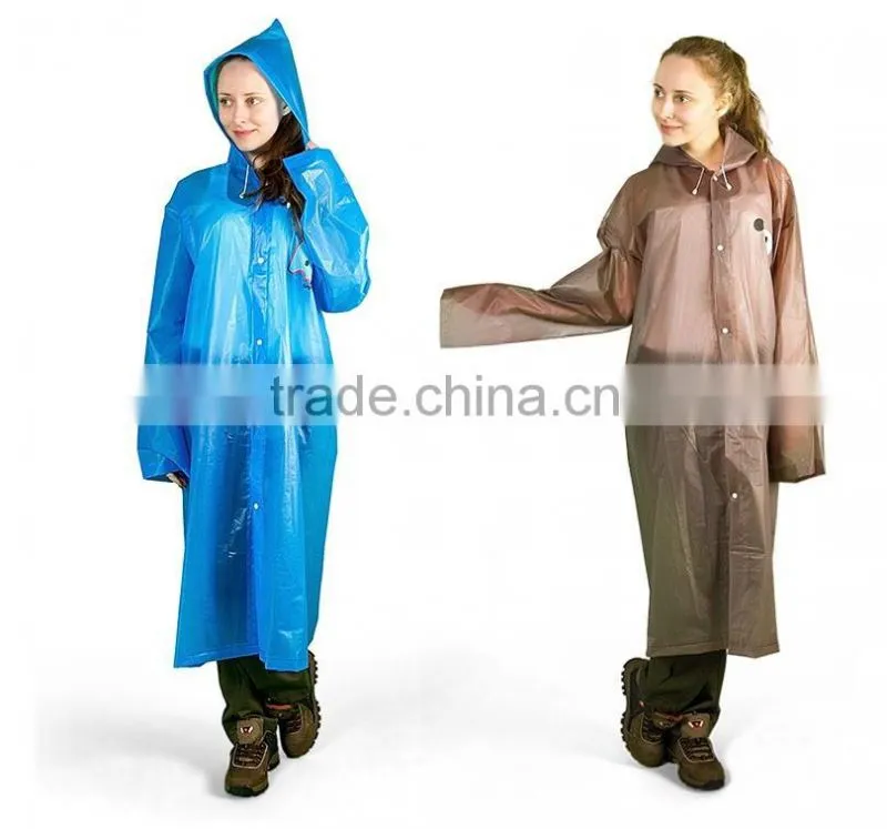 Fashion EVA travel thickening eco-friendly disposable raincoat