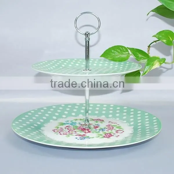 White round porcelain/ceramic three-layer plate