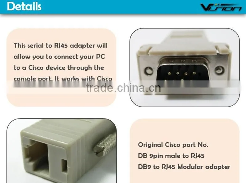 Vision DB9 male to RJ45 female Modular adapter for Cisco console