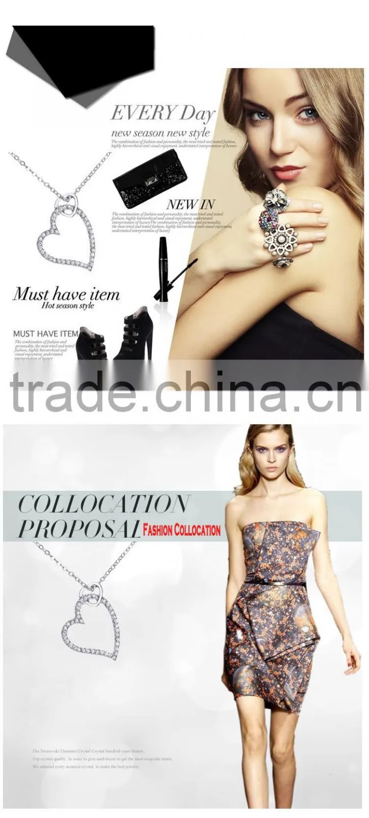 austrian crystal heart pendant 18k women necklace