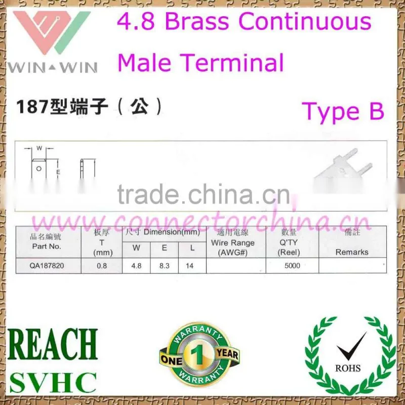 187 Brass continuous female flag Terminal Middle Type