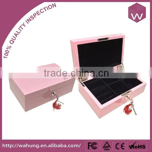 Elegant Blue Locking Wood Jewelry Box/Quality Wooden Jewellery Gift Box Custom