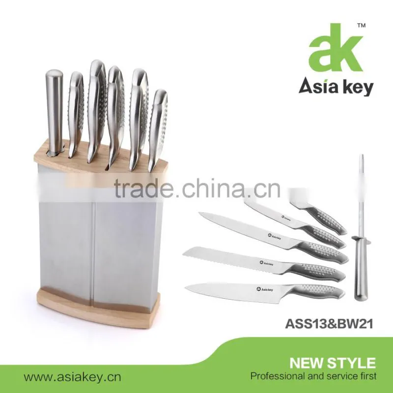 Sharp blade knife set for kitchen wooden handle acrylic block