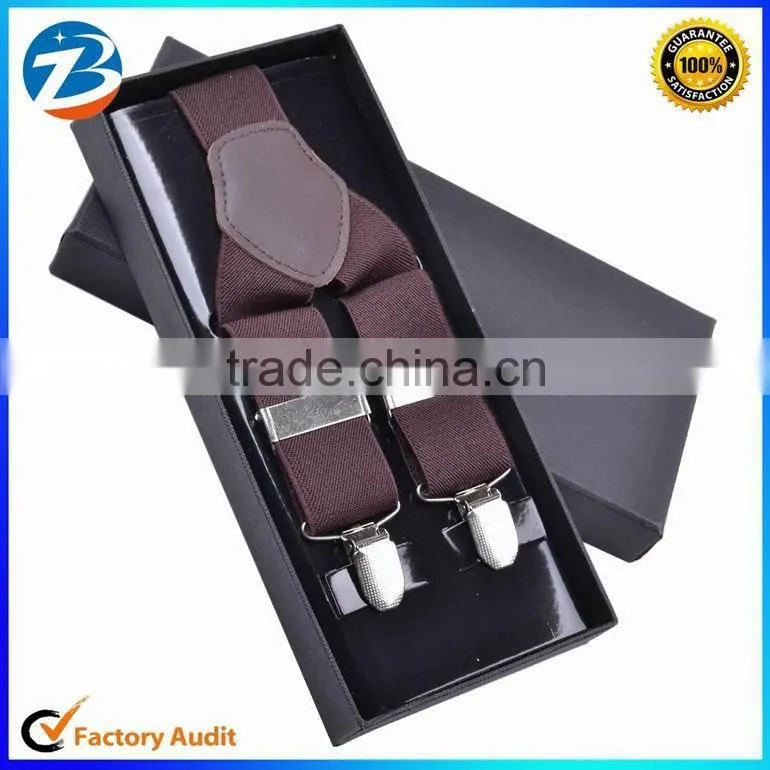 High Quality Real Leather Men Stretchable Suspender Promotional Gift Can Print Your Own Logo