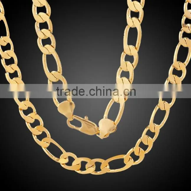 ATHENAA Two Tone Gold Plated Figaro Copper Bike Chain Bracelets