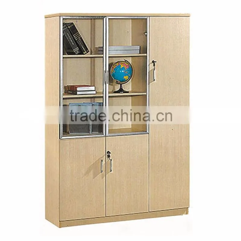 PT-L021 wood Office Cabinet/Modular office filing cabinet bookcase with glass door
