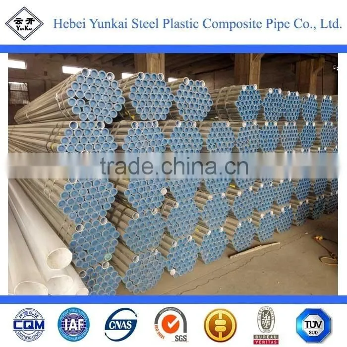 inner Pe lining and outer galvanized carbon steel hot water pipe