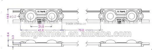 Waterproof IP66 2 chips led module SMD5050 white led module with lens
