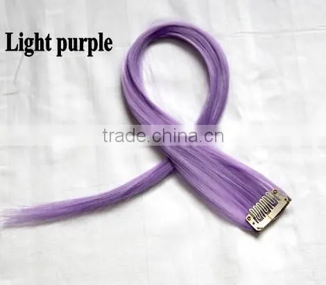 cheap clip in hair extensions synthetic fiber hair extension solid single colored clip in hair extension