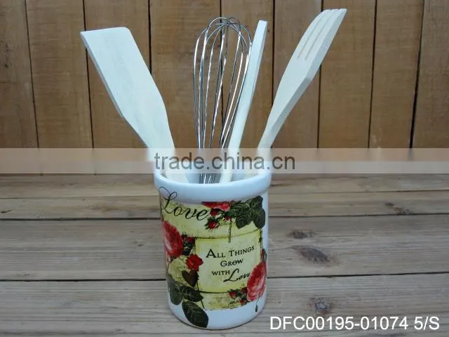 new love rose decal design ceramic biscuit jar
