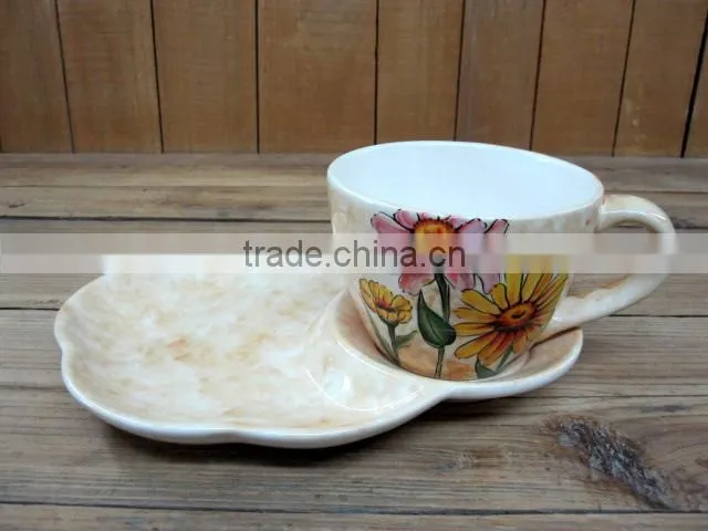 Wholesale handpaint daisy ceramic hang side flower planter set
