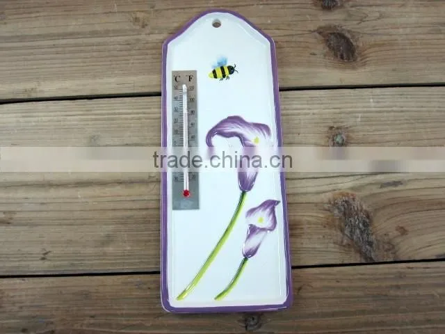 Decorative Ceramic Hand-paint Indoor/Outdoor Thermometer