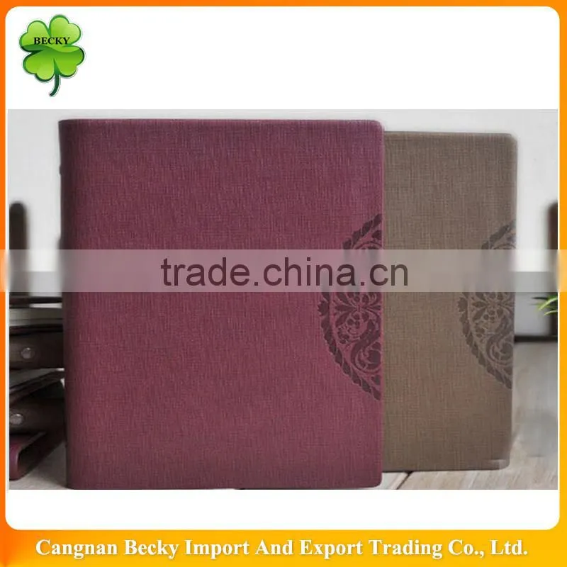2015 brown or purple leather notebook with embossing pattern
