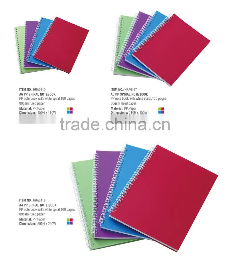 2014New spiral note book with pp cover