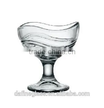 175ml creative Ripple shape glass ice cream bowl glass dessert fruit salad bowl water ice cup