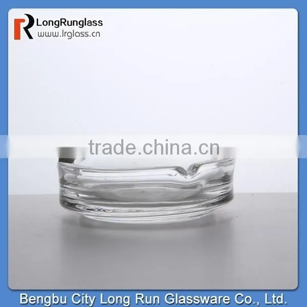 LongRun wholesale 4'' plain design round glass ashtray in clear