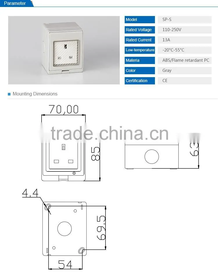 English Style Electrical Wall Bathroom Waterproof Switches Button