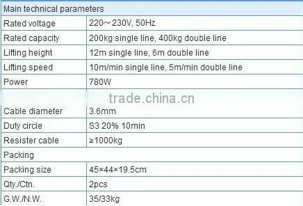 200/400kg Electric cable Hoist