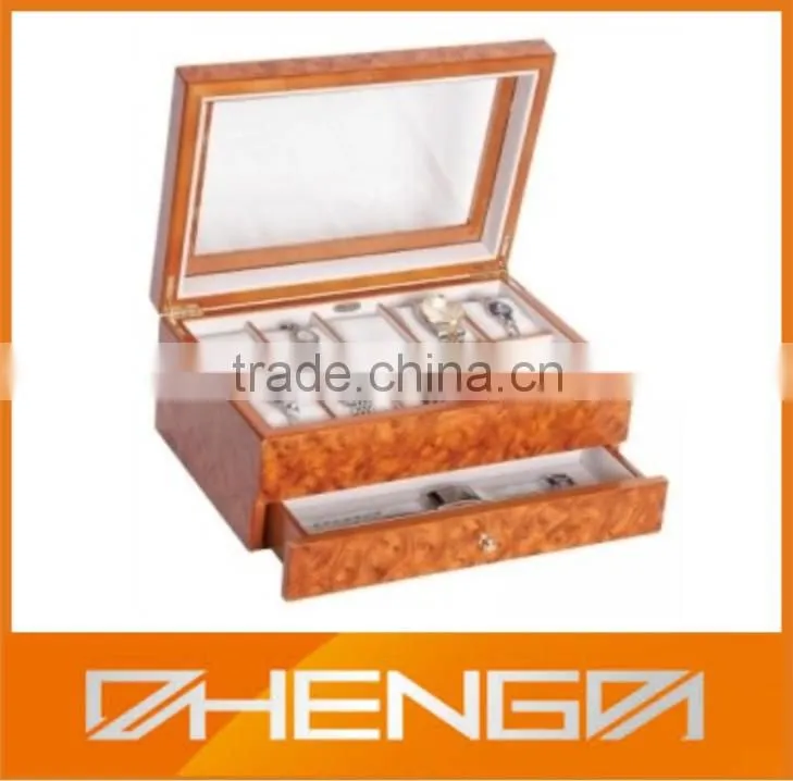 Best Sell custom made brown piano finish wooden watch packaging boxes (ZDS-F218)