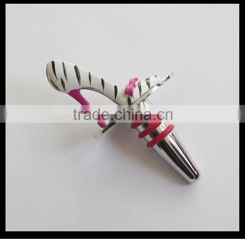 resin and metal Fashion design custom High Heel Shoe Wine Bottle Stopper