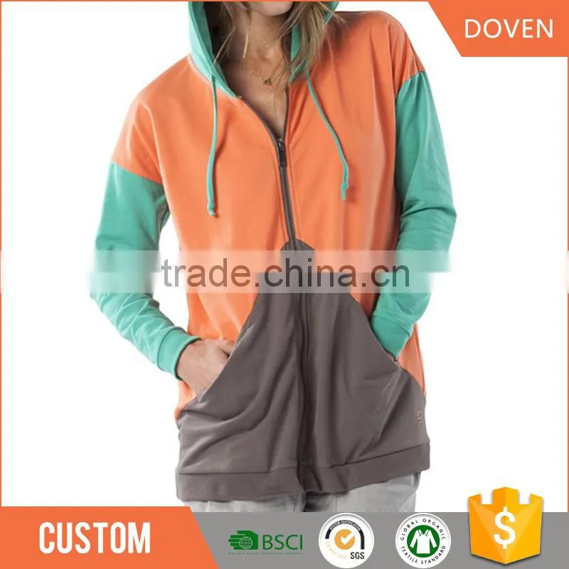 Custom design ladies full zip hoodie/sweatshirt