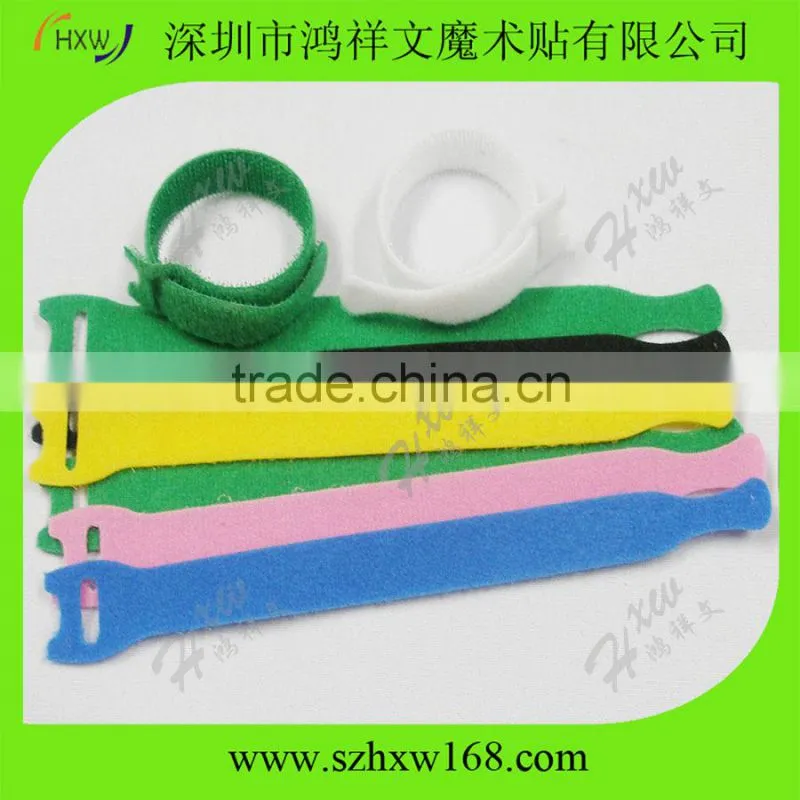 Custom hook and loop strap adjustable cable ties red color