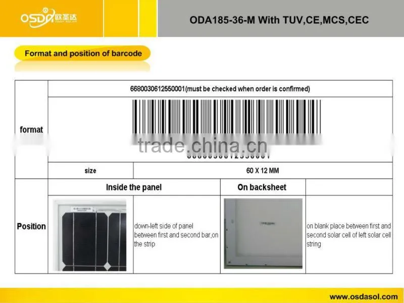 185W mono solar panel price