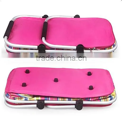 32L Large Family Size Picnic Insulated Bag BBQ Meat Drinks Cooler Bag Folding Collapsible Basket for Holidays Parties (YX-Z131)