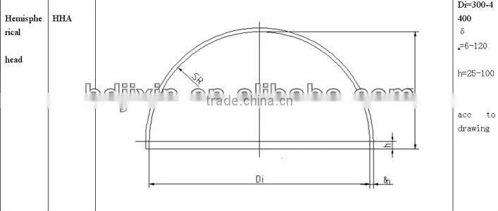 Hemispherical dish head with steel in ga and oil industry