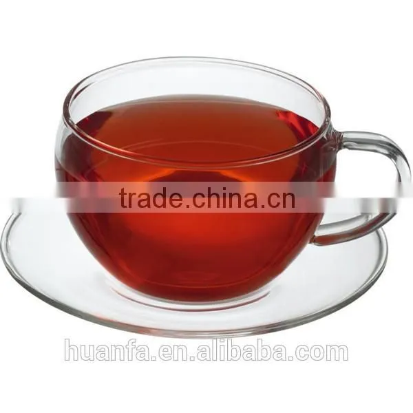 2014 classic unique sublimation Tetra mesh glass tea cup with saucer