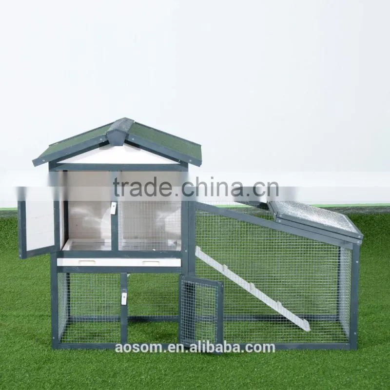 Pawhut 2-Tier Wooden Rabbit Hutch Pet House W / Run