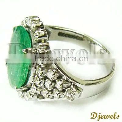 Natural Emerald Rings, Diamond Wedding Rings, White Gold Jewelry