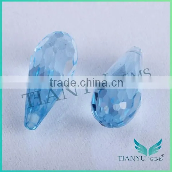Through hole briolette shape aquamarine blue spinel loose stone for jewelry
