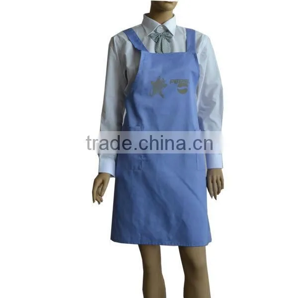 Flocking Print Two Pockets Pattern for cross back korean style Aprons Design