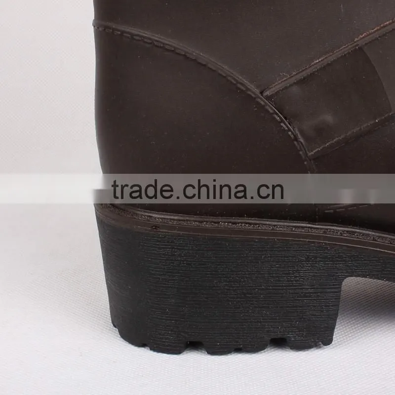 custom made varies cheap waterproof glossy or matte women PVC wellington rain boot with buckle