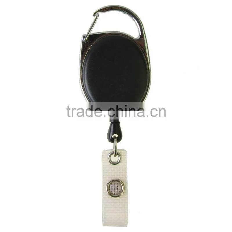 3 x Black PC Carabiner Style Retractable Key ID Card Badge Key Reel Holder Clip